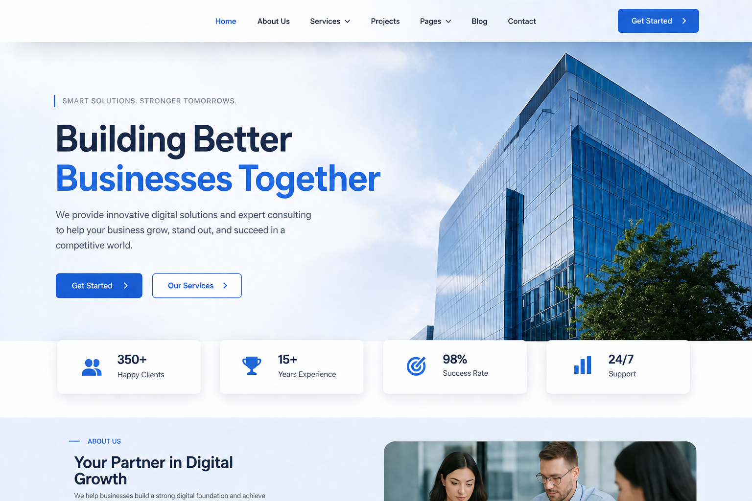 Business Website software interface
